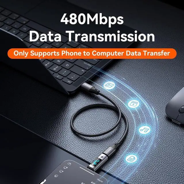 Alt view image 4 of 7 - mcdodo 100W USB-C to USB-C Digital Display Adapter, Charging&Data Transfer Type-C Female to Type-C Male Connector Compatible with MacBook/i-Phone15/i-Pad/Galaxy/Xperia/Pixel/Android