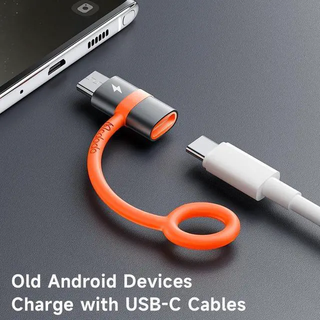 Alt view image 2 of 7 - mcdodo USB-C to Micro USB Adapter with Lanyard-2Pack, Type C Female to Micro USB Male Convert Connector Support Charge & Data Transfer Fit Galaxy S7/S7 Edge,Nexus 5/6 and Micro USB Devices