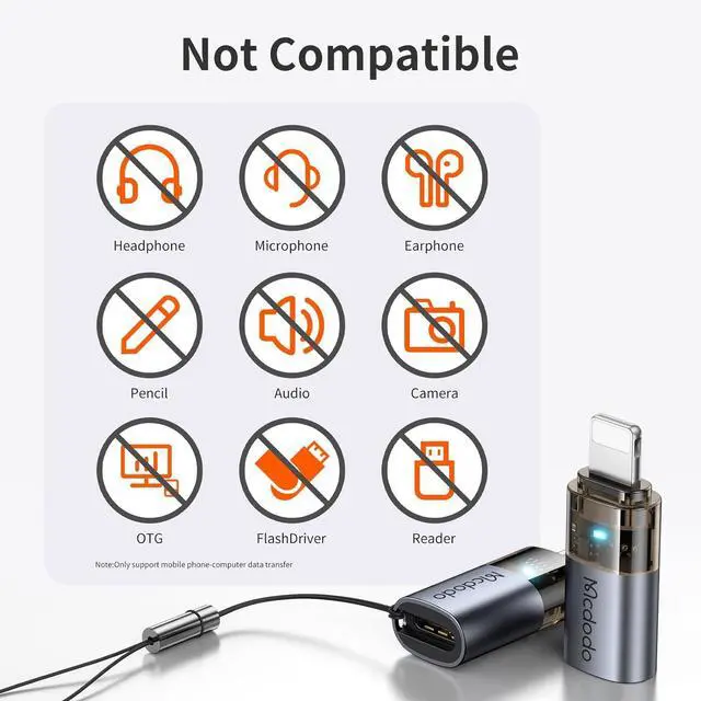 Alt view image 6 of 7 - mcdodo 36W USB-C to Lightning Adapter with Lanyard, Type-C to Lightning Adapter PD Fast Charging for iPhone/AirPods/Original MacBook, Support Charging&Data Transmission