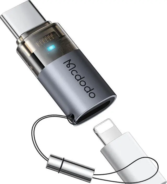 Main image of mcdodo 60W Lightning to USB-C Adapter with Lanyard, Lightning Female to Type-C Male Adapter PD Fast Charging iPhone Charger Cable Converter for iPhone 16 15 Series, iPad,MacBook
