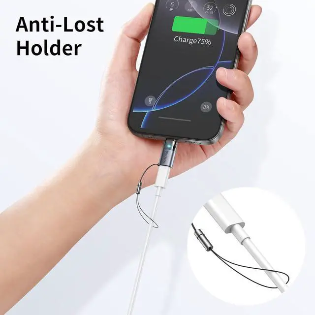 Alt view image 5 of 7 - mcdodo 60W Lightning to USB-C Adapter with Lanyard, Lightning Female to Type-C Male Adapter PD Fast Charging iPhone Charger Cable Converter for iPhone 16 15 Series, iPad,MacBook