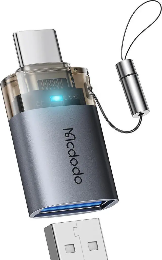 Main image of mcdodo USB to USB C Adapter with Lanyard, USB-C Male to USB 3.0 Female OTG Adapter Fit iPhone 16 15 MacBook Pro/Air,iPad,Microsoft Surface,Galaxy S25 S24 and More Type C Devices