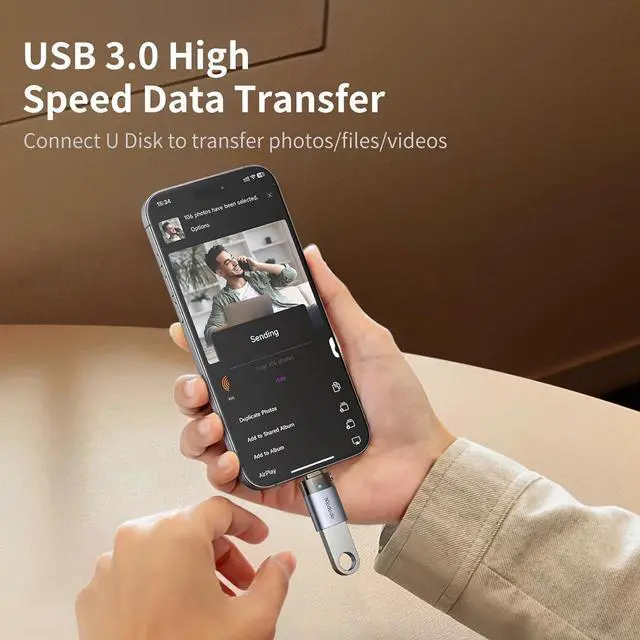 Alt view image 3 of 7 - mcdodo USB to USB C Adapter with Lanyard, USB-C Male to USB 3.0 Female OTG Adapter Fit iPhone 16 15 MacBook Pro/Air,iPad,Microsoft Surface,Galaxy S25 S24 and More Type C Devices