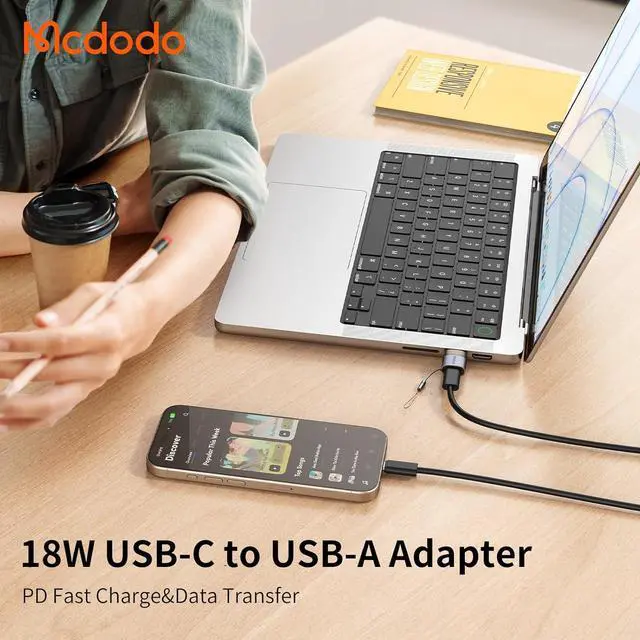 Alt view image 3 of 7 - mcdodo USB-C to USB-A Adapter with Lanyard,USBC Female to USB Male OTG Type-C Charging Cable Converter for iPhone 16 15 14 13 12 Plus,Apple Watch,Airpods,Switch,Galaxy S25