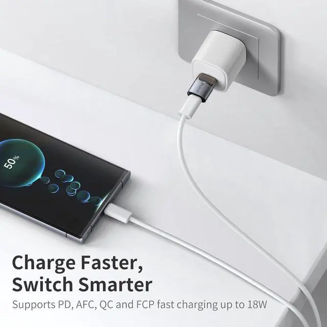 Alt view image 4 of 7 - mcdodo USB-C to USB-A Adapter with Lanyard,USBC Female to USB Male OTG Type-C Charging Cable Converter for iPhone 16 15 14 13 12 Plus,Apple Watch,Airpods,Switch,Galaxy S25