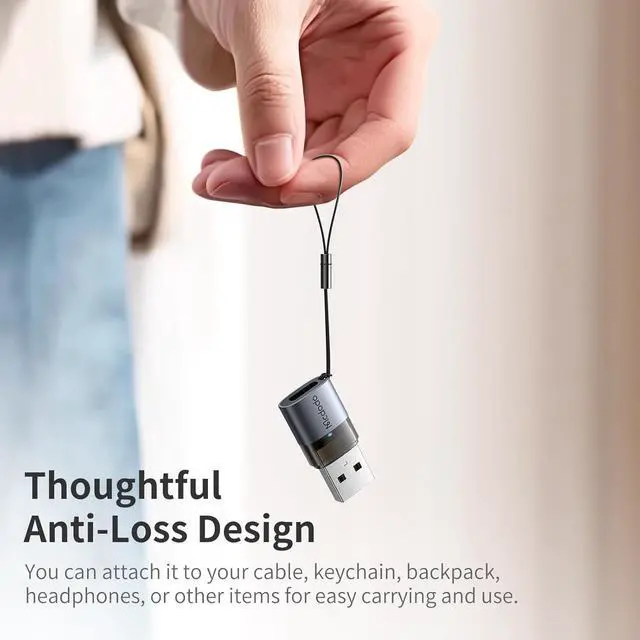 Alt view image 6 of 7 - mcdodo USB-C to USB-A Adapter with Lanyard,USBC Female to USB Male OTG Type-C Charging Cable Converter for iPhone 16 15 14 13 12 Plus,Apple Watch,Airpods,Switch,Galaxy S25