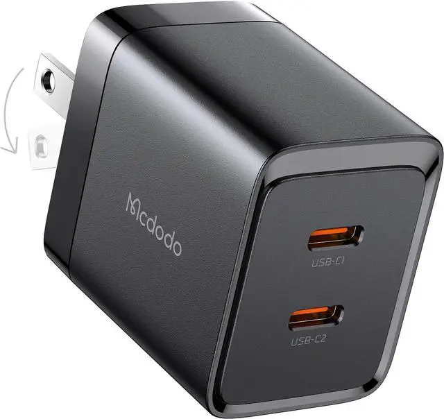 Main image of mcdodo 40W Dual USB C Charger Block Foldable USB-C Fast Charging Wall Charger Power Adapter for iPhone 16 15 Pro ProMax Plus,Galaxy,MacBook,iPad and More