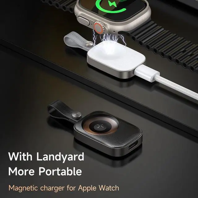 Alt view image 2 of 7 - Mcdodo Portable A-PPLE Watch Magnetic Charger with Lanyard, iwatch Portable Wireless Charger for A-PPLE Watch Series10/9/8/7/6/5/4/3/2/SE/UItra 2/Ultra, Mini&Lightweight(White)