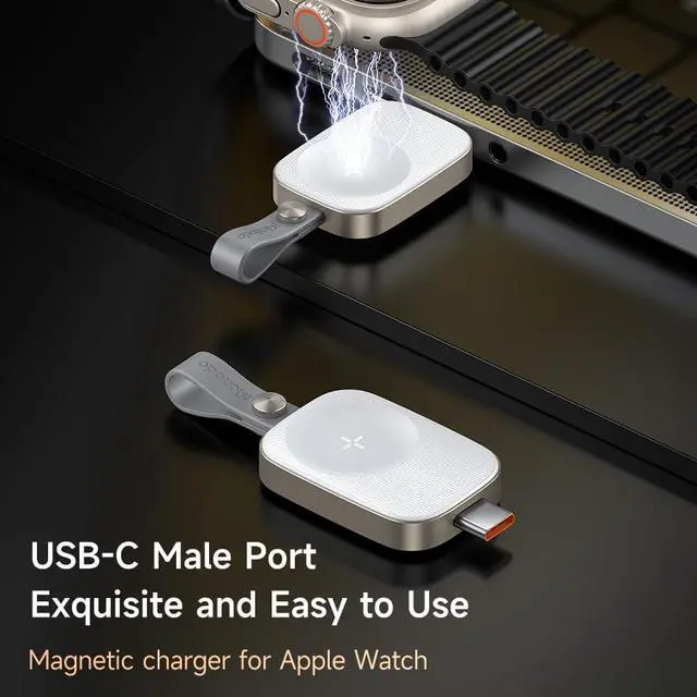 Alt view image 2 of 7 - Mcdodo Portable A-PPLE Watch Magnetic Charger with Lanyard, iwatch Portable Wireless Charger for A-PPLE Watch Series10/9/8/7/6/5/4/3/2/SE/UItra 2/Ultra, Mini&Lightweight(White)