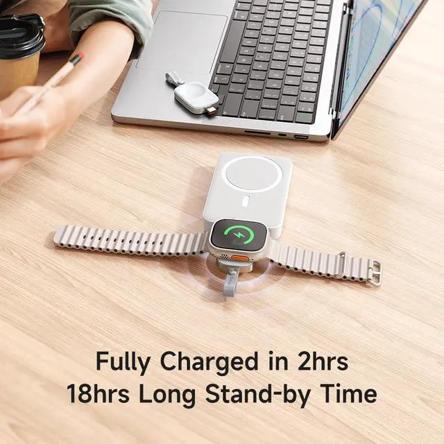 Alt view image 3 of 7 - Mcdodo Portable A-PPLE Watch Magnetic Charger with Lanyard, iwatch Portable Wireless Charger for A-PPLE Watch Series10/9/8/7/6/5/4/3/2/SE/UItra 2/Ultra, Mini&Lightweight(White)