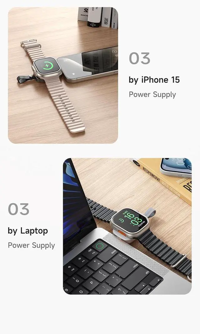 Alt view image 5 of 7 - Mcdodo Portable A-PPLE Watch Magnetic Charger with Lanyard, iwatch Portable Wireless Charger for A-PPLE Watch Series10/9/8/7/6/5/4/3/2/SE/UItra 2/Ultra, Mini&Lightweight(White)