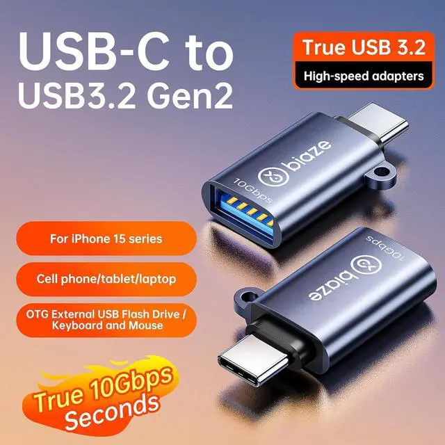 Alt view image 2 of 7 - USB C to USB Adapter 2 Pack, USB-C OTG Connector 10Gbps, Type-C Male to USB 3.2 Female Converter for Flash Drive, Keyboard, Mouse, Smartphone, Tablet, Car Charger
