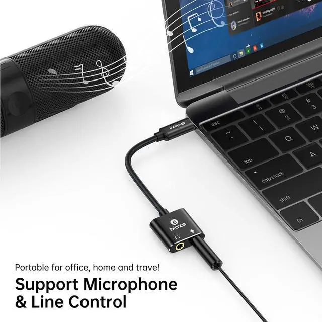 Alt view image 2 of 7 - USB C to 3.5mm Jack Audio Adapter External Sound Card with 3.5mm Headphone and Microphone TRS Jack to USB C Compatible with Windows, Laptops, Desktops Windows, MAC, Linux, PC, PS5, PS4