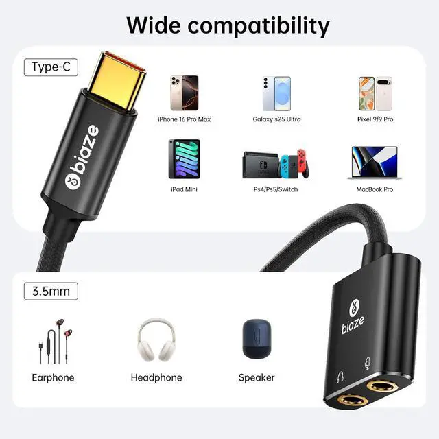 Alt view image 3 of 7 - USB C to 3.5mm Jack Audio Adapter External Sound Card with 3.5mm Headphone and Microphone TRS Jack to USB C Compatible with Windows, Laptops, Desktops Windows, MAC, Linux, PC, PS5, PS4