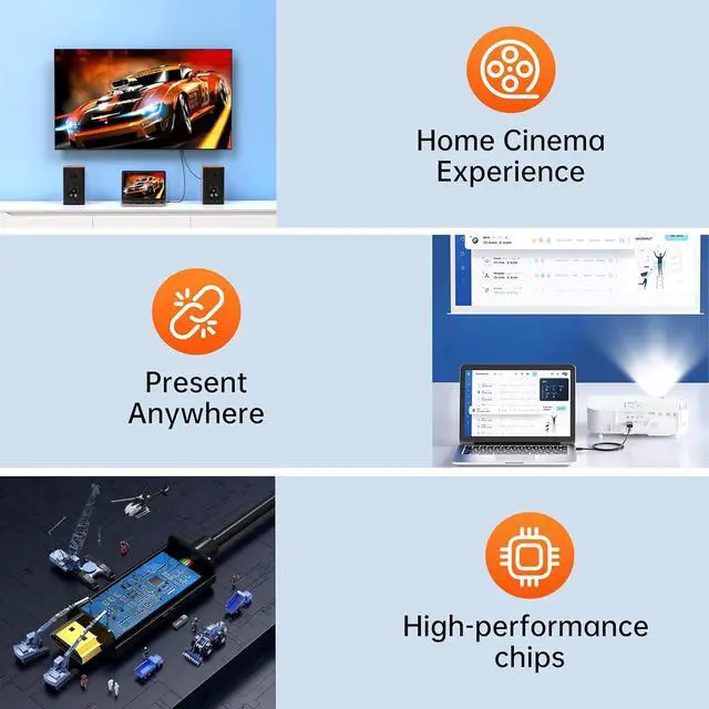 Alt view image 4 of 6 - Mini DP to HDMI Cable 6Ft, 4K@60Hz, Compatible with MacBook Pro/Air, Surface, PC, TV, Projector, Plug and Play, Supports Windows/macOS/Linux