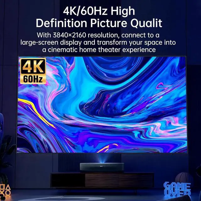 Alt view image 6 of 6 - Mini DP to HDMI Cable 6Ft, 4K@60Hz, Compatible with MacBook Pro/Air, Surface, PC, TV, Projector, Plug and Play, Supports Windows/macOS/Linux