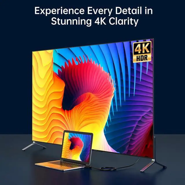 Alt view image 5 of 5 - DP to HDMI Cable 4K 60Hz Gold Plated, 10ft/3m DisplayPort to HDMI Male to Male Adapter Cable for PC Laptop TV Monitor Projector, Gold Plated Interface(DisplayPort to HDMI)