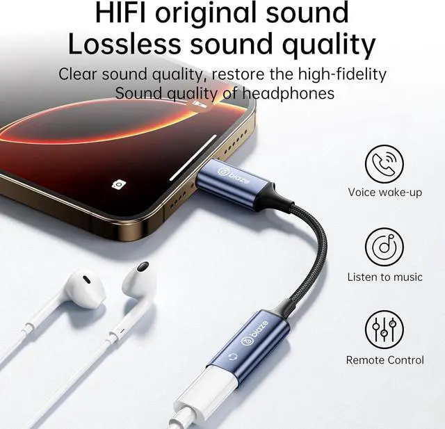 Alt view image 2 of 6 - USB C to Lightning Audio Adapter, USB Type C Male to Lightning Female Headphone Converter, Compatible with iPhone 16/15 Full Series, iPad Pro, iPad Air 6/5/4, MacBook