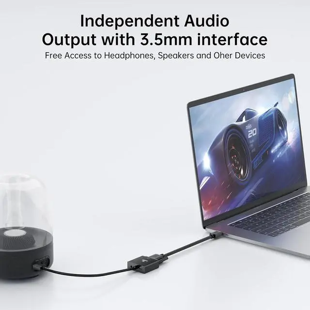 Alt view image 3 of 7 - HDMI to VGA Adapter with 3.5mm Audio & USB Power \u2013 1080P Converter for Laptop, TV Box, PS4, Monitor & Projector