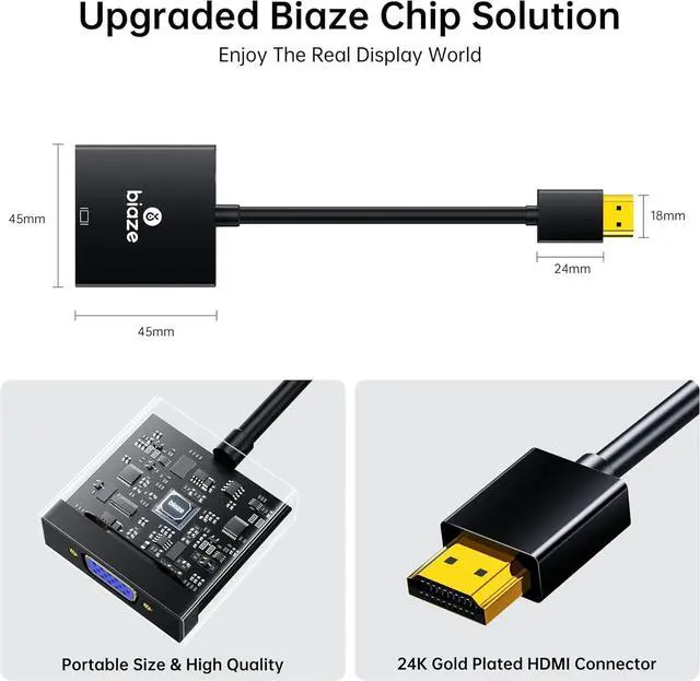 Alt view image 6 of 7 - HDMI to VGA Adapter with 3.5mm Audio & USB Power \u2013 1080P Converter for Laptop, TV Box, PS4, Monitor & Projector