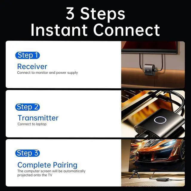 Alt view image 5 of 6 - Wireless HDMI Transmitter and Receiver,No WiFi Connection Required.TX is USB C.No Driver Installation Required,2.4/5.8GH for 1080P Wirelessly Video from Laptop,Camera,PC to Monitor/TV/Phone