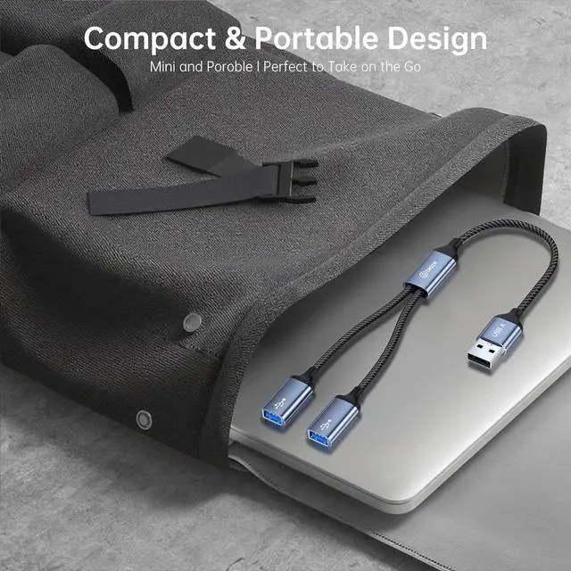 Alt view image 7 of 7 - USB Splitter 1 in 2 Out, USB A Male to Dual Female Extension Cord Adapter Data Power Charger USB 2.0 Splitter Y Cable for Mac, PC, TV, Laptop, Keyboard, PS4/PS5