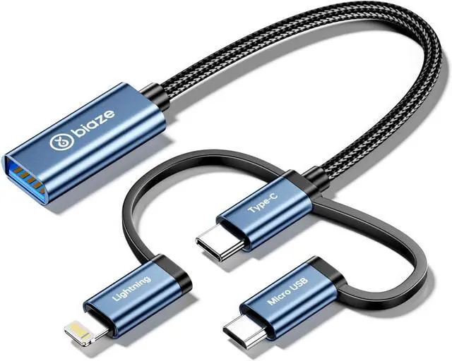 Main image of 3-in-1 USB C/Micro USB/Lightning Male to USB 3.0 Female Adapter, iPhone OTG Cable Adapter Compatible with MacBook Pro/Air, iPhone 16/15 Series, SAM-SUNG Galaxy S25/S24/S23