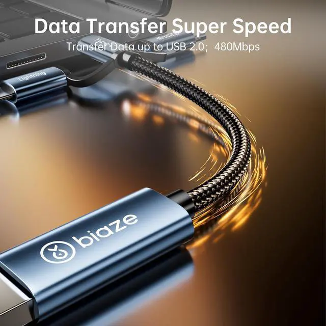 Alt view image 2 of 7 - 3-in-1 USB C/Micro USB/Lightning Male to USB 3.0 Female Adapter, iPhone OTG Cable Adapter Compatible with MacBook Pro/Air, iPhone 16/15 Series, SAM-SUNG Galaxy S25/S24/S23