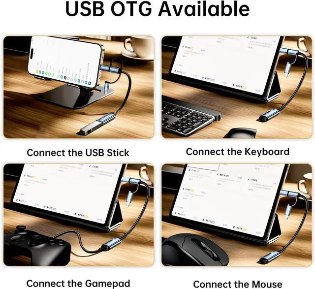 Alt view image 6 of 7 - 3-in-1 USB C/Micro USB/Lightning Male to USB 3.0 Female Adapter, iPhone OTG Cable Adapter Compatible with MacBook Pro/Air, iPhone 16/15 Series, SAM-SUNG Galaxy S25/S24/S23