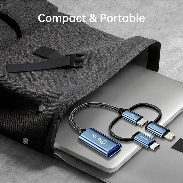 Alt view image 7 of 7 - 3-in-1 USB C/Micro USB/Lightning Male to USB 3.0 Female Adapter, iPhone OTG Cable Adapter Compatible with MacBook Pro/Air, iPhone 16/15 Series, SAM-SUNG Galaxy S25/S24/S23