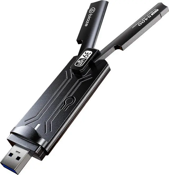 Main image of Wireless WiFi 6E Adapter 5400Mbps USB 3.0 - Dual Band Gaming WiFi Adapter for PC & Laptop, Plug and Play WiFi 6E Network Card with External Antenna(WiFi6E 5400Mbps)