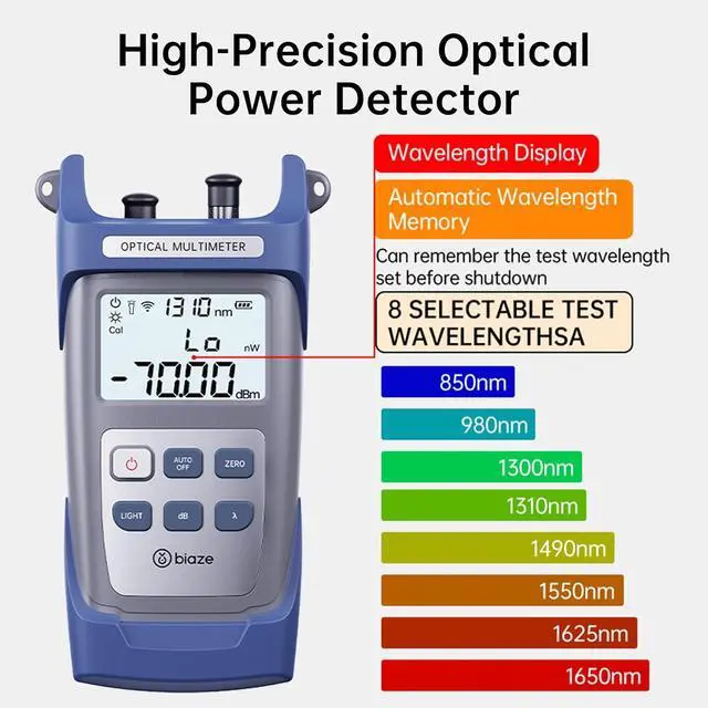 Alt view image 2 of 6 - 10mW Fiber Optical Power Meter & Visual Fault Locator Combo, 10km Red Light Source with FC/SC/ST Adapters for Fiber Optic Cable Loss Testing
