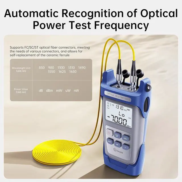 Alt view image 5 of 6 - 10mW Fiber Optical Power Meter & Visual Fault Locator Combo, 10km Red Light Source with FC/SC/ST Adapters for Fiber Optic Cable Loss Testing
