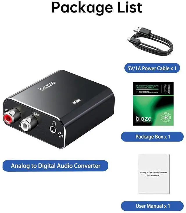 Alt view image 6 of 6 - Analog to Digital Audio Converter, RCA to Optical Converter RCA/3.5mm to Toslink and Coaxial Adapter for PS5 PS4 HDTV DVD Soundbar