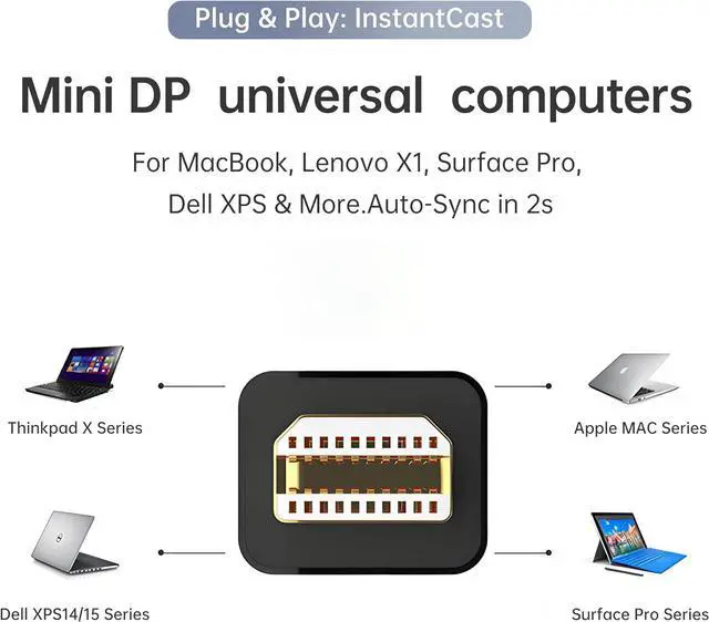 Alt view image 4 of 7 - Mini DisplayPort to VGA Adapter  1080P HD Video Converter for MacBook, Surface, Laptop & Projector