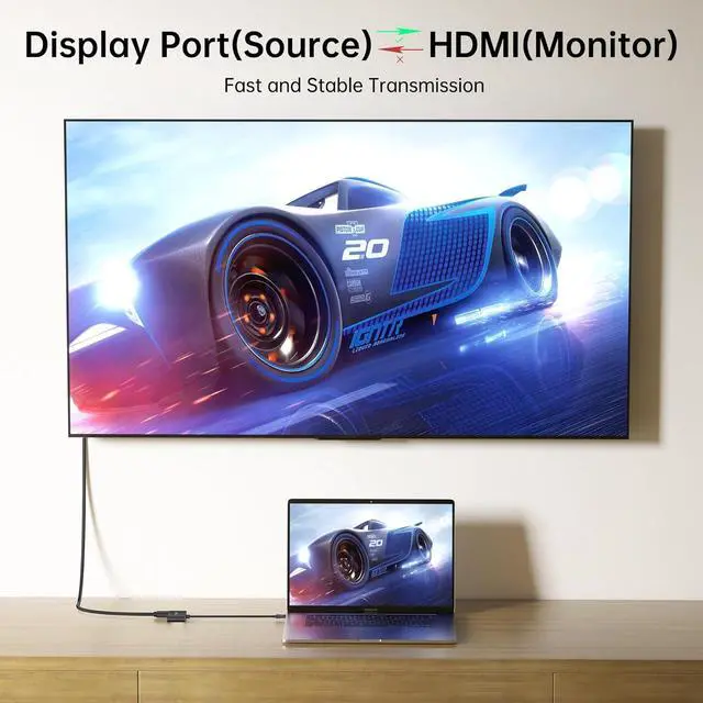 Alt view image 3 of 6 - DisplayPort to HDMI & VGA Adapter \u2013 DP 2\u2011in\u20111 4K/1080P Video Converter (DP Male to HDMI & VGA Female), Plug & Play for Laptops, Desktops, Projectors