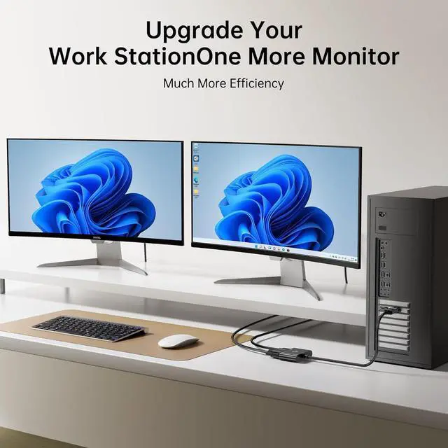 Alt view image 4 of 6 - DisplayPort to HDMI & VGA Adapter \u2013 DP 2\u2011in\u20111 4K/1080P Video Converter (DP Male to HDMI & VGA Female), Plug & Play for Laptops, Desktops, Projectors