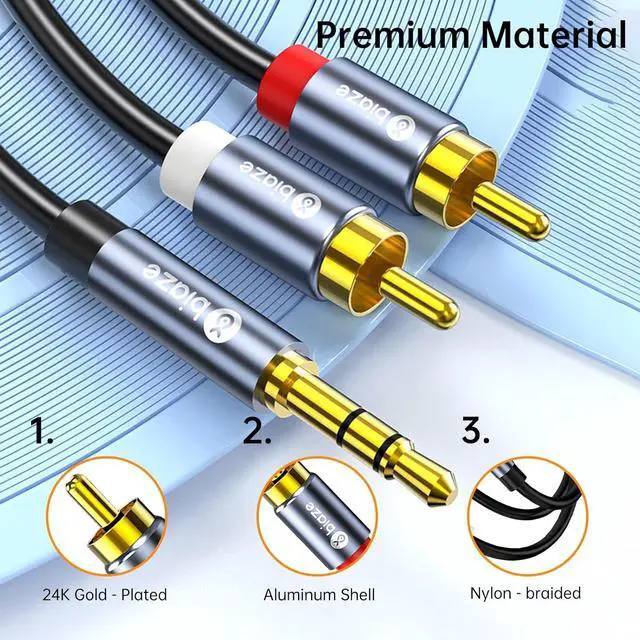 Alt view image 5 of 6 - 3.5mm to RCA Audio Cable, 16FT RCA Male to 3.5mm Male Audio Adapter for Smartphones, MP3, Tablets, Speakers, HDTV