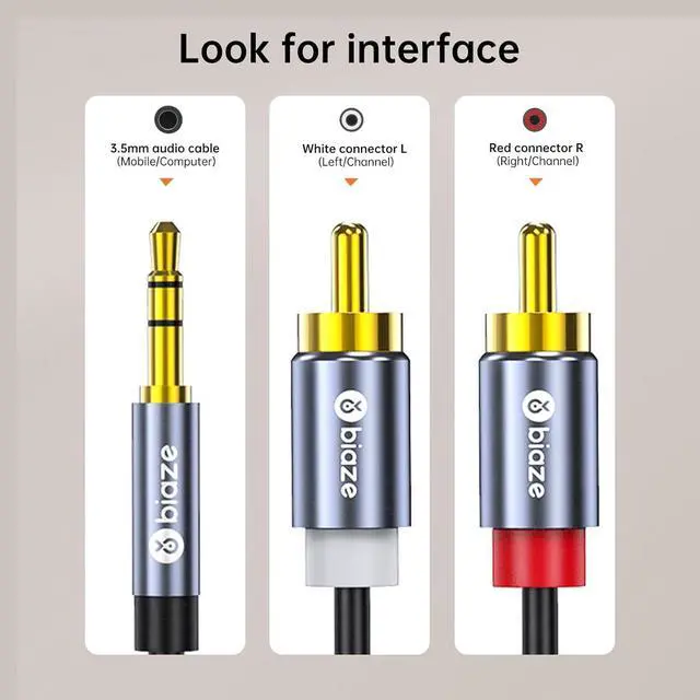 Alt view image 4 of 6 - 3.5mm to RCA Audio Cable, 16FT RCA Male to 3.5mm Male Audio Adapter for Smartphones, MP3, Tablets, Speakers, HDTV