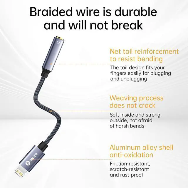 Alt view image 2 of 6 - iPhone Headphone Adapter, Lightning to 3.5mm Adapter Auxiliary Adapter, Compatible with iPhone 14/13 /12/11 Full Series/SE/X/XR/XS/8 (Lightning to 3.5mm)
