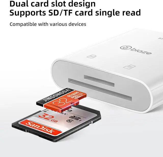 Alt view image 5 of 6 - 2-in-1 SD Card Reader for iPhone, Lightning USB 3.0 USB C Triple Port SD Card Adapter Supports SD and MicroSD Memory Card Plug and Play Trail Game Camera No Application Required(2-in-1 Card Reader)