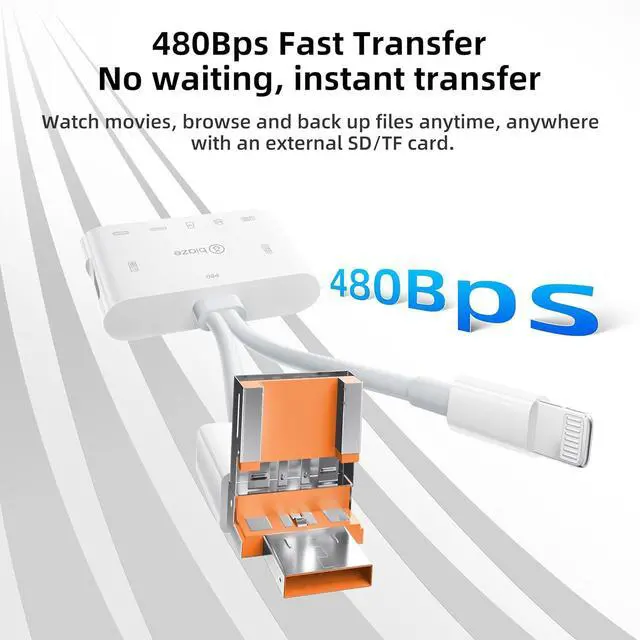 Alt view image 2 of 6 - 7-in-1 SD Card Reader for iPhone, Lightning/USB C/USB OTG Adapter, SD and MicroSD Memory Card Reader for Phone/Pad/PC/Laptop/USB C and USB A Devices Plug and Play No Application Required