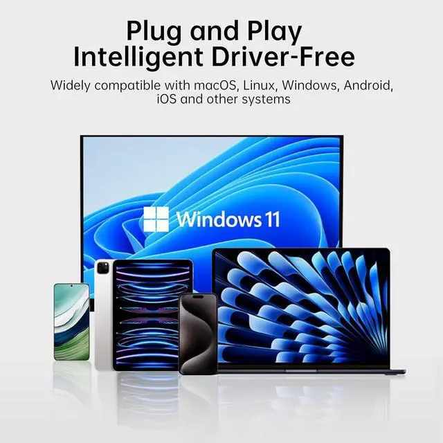 Alt view image 5 of 6 - 9-in-1 USB/USB C Hub Adapter for MacBook, iPhone,3 USB Ports (2xUSB 3.0, USB 2.0), 100M Ethernet, SD/TF Card Reader, 3.5mm Audio, 2X USB-C Data Ports,No Driver Required