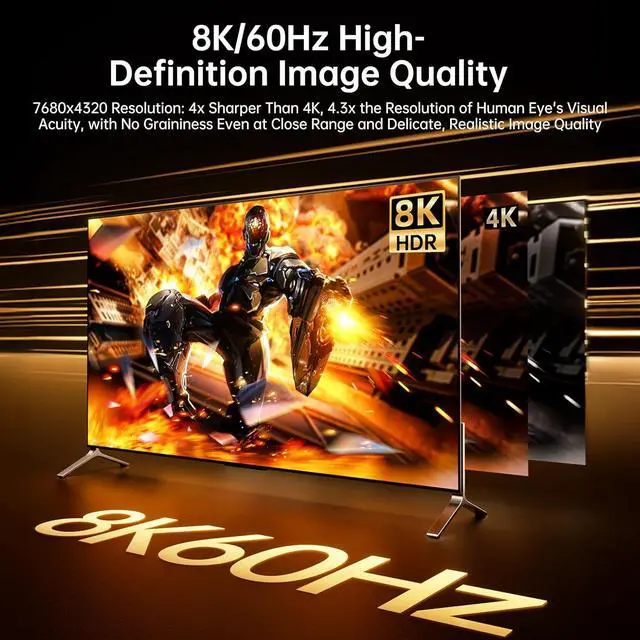 Alt view image 2 of 6 - 8K HDMI Fiber Optic Cable 170ft, HDMI 2.1 48Gbps, Supports 8K@60Hz 4K@120Hz, eARC HDR10 Dolby Vision, for Home Theater, Gaming PS5/Xbox, Projector, in-Wall Installation, Ultra HD Video