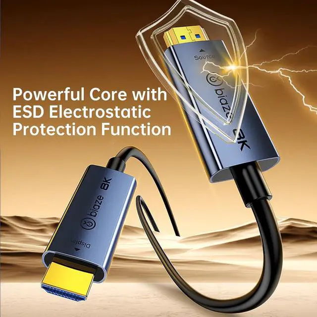 Alt view image 5 of 6 - 8K HDMI Fiber Optic Cable 170ft, HDMI 2.1 48Gbps, Supports 8K@60Hz 4K@120Hz, eARC HDR10 Dolby Vision, for Home Theater, Gaming PS5/Xbox, Projector, in-Wall Installation, Ultra HD Video