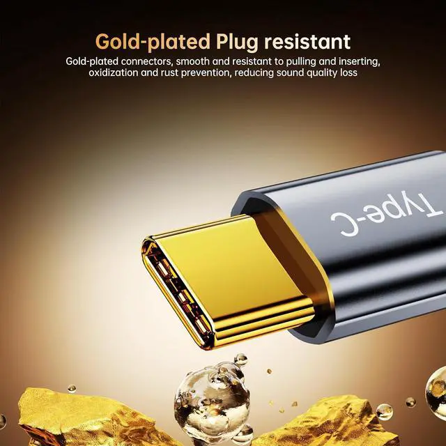 Alt view image 2 of 7 - USB C to 3.5mm Audio Aux Jack Cable \u2013 USB\u2011C to Aux Adapter with Built\u2011in DAC, 48 kHz/16\u2011Bit High\u2011Res Sound \u2013 Plug & Play for Headphones, Speakers, Car Audio, 0.5 m