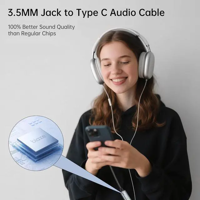 Alt view image 3 of 6 - USB C Female to 3.5mm Male Audio Cable Cord Analog Cable Type-C Converter Headphone Jack Adapter Compatible with MP3 Players, CD Players, Laptops, Tablets, Smartphone