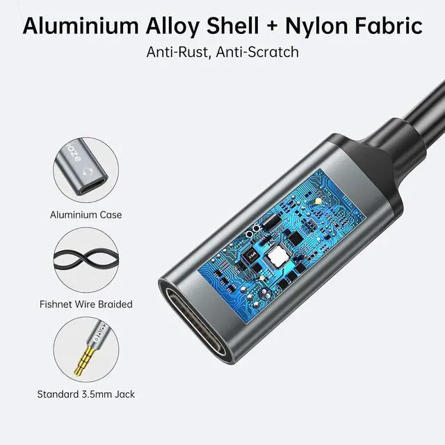 Alt view image 5 of 6 - USB C Female to 3.5mm Male Audio Cable Cord Analog Cable Type-C Converter Headphone Jack Adapter Compatible with MP3 Players, CD Players, Laptops, Tablets, Smartphone