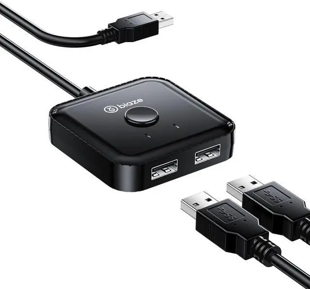 Main image of USB 2.0 Switch 2 in 1 Out & 1 in 2 Out - Bi-Directional USB Sharing Switch for Printer, Keyboard, Mouse, Scanner & Flash Drive - 2-Port KVM Switch Box for Two Computers