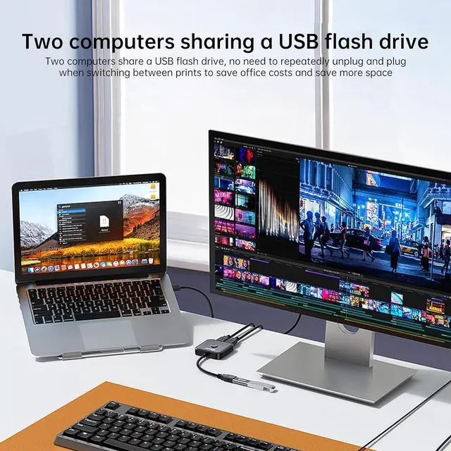 Alt view image 2 of 7 - USB 2.0 Switch 2 in 1 Out & 1 in 2 Out - Bi-Directional USB Sharing Switch for Printer, Keyboard, Mouse, Scanner & Flash Drive - 2-Port KVM Switch Box for Two Computers